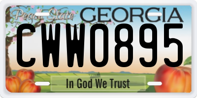 GA license plate CWW0895