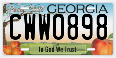 GA license plate CWW0898