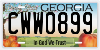 GA license plate CWW0899