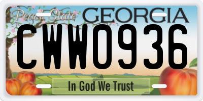 GA license plate CWW0936