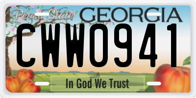 GA license plate CWW0941