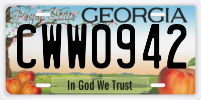 GA license plate CWW0942