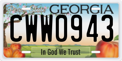 GA license plate CWW0943