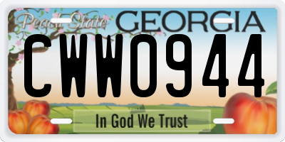 GA license plate CWW0944