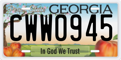 GA license plate CWW0945