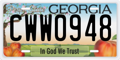 GA license plate CWW0948