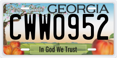 GA license plate CWW0952