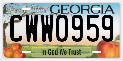 GA license plate CWW0959