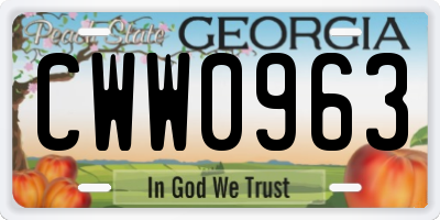 GA license plate CWW0963