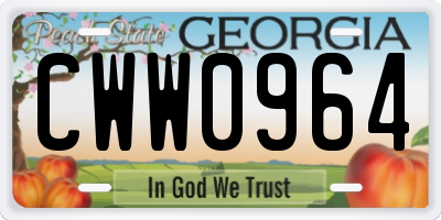 GA license plate CWW0964