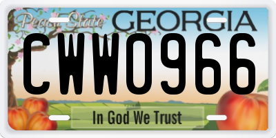 GA license plate CWW0966
