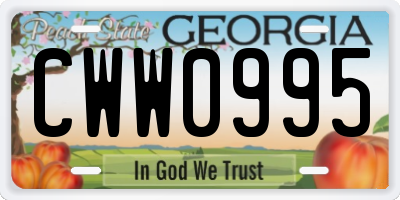 GA license plate CWW0995