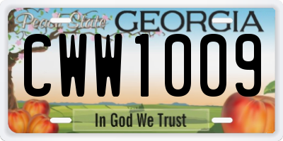 GA license plate CWW1009