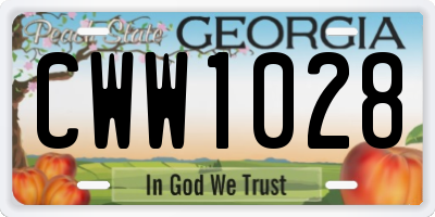 GA license plate CWW1028