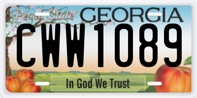 GA license plate CWW1089