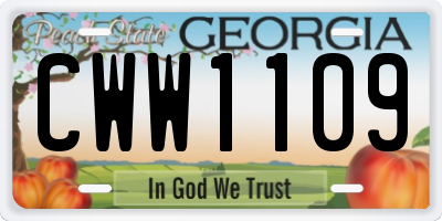 GA license plate CWW1109