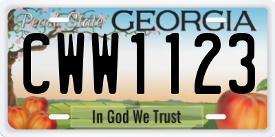 GA license plate CWW1123