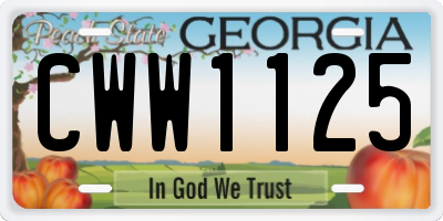 GA license plate CWW1125