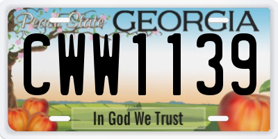 GA license plate CWW1139