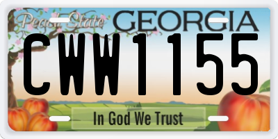 GA license plate CWW1155