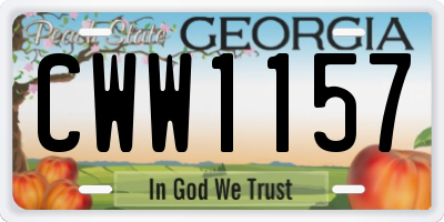 GA license plate CWW1157