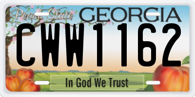GA license plate CWW1162