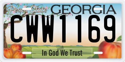 GA license plate CWW1169