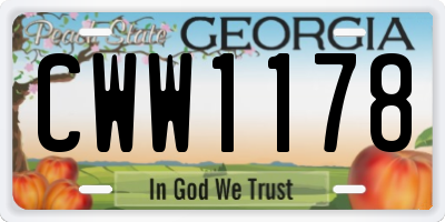 GA license plate CWW1178