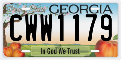 GA license plate CWW1179
