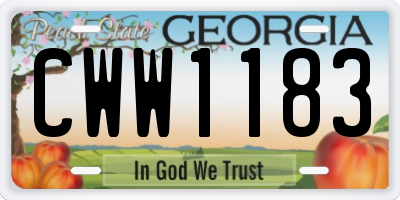 GA license plate CWW1183