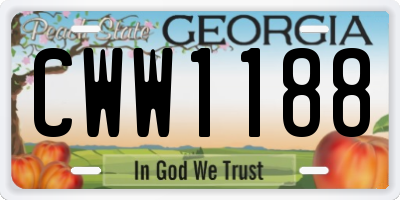 GA license plate CWW1188