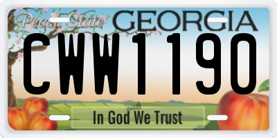 GA license plate CWW1190