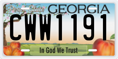 GA license plate CWW1191