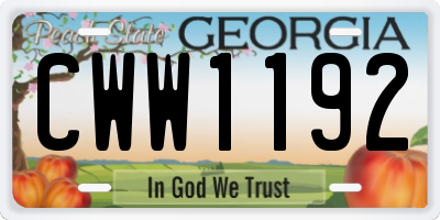 GA license plate CWW1192
