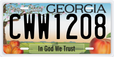 GA license plate CWW1208
