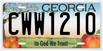 GA license plate CWW1210