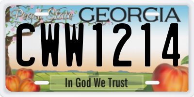 GA license plate CWW1214