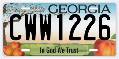 GA license plate CWW1226