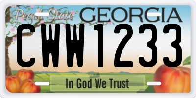 GA license plate CWW1233