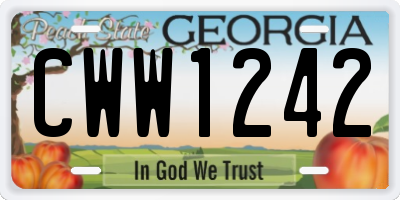 GA license plate CWW1242