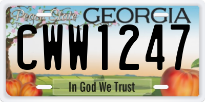 GA license plate CWW1247