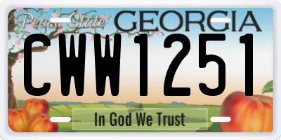 GA license plate CWW1251