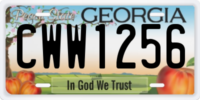 GA license plate CWW1256