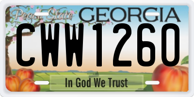 GA license plate CWW1260