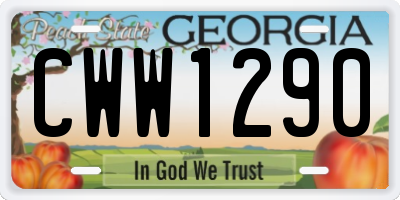 GA license plate CWW1290