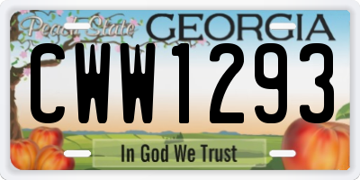GA license plate CWW1293