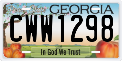 GA license plate CWW1298