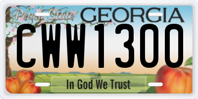 GA license plate CWW1300