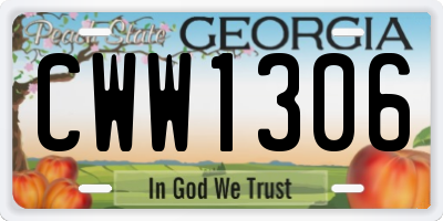 GA license plate CWW1306