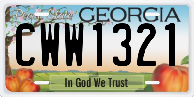 GA license plate CWW1321